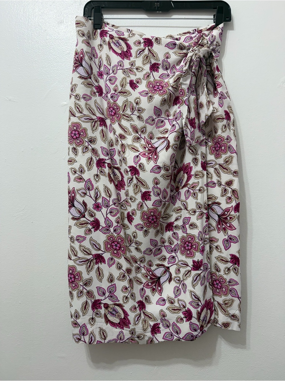 NWT ANN TAYLOR CONNECTED WRAP FLORAL  Midi Skirt in White and Pink